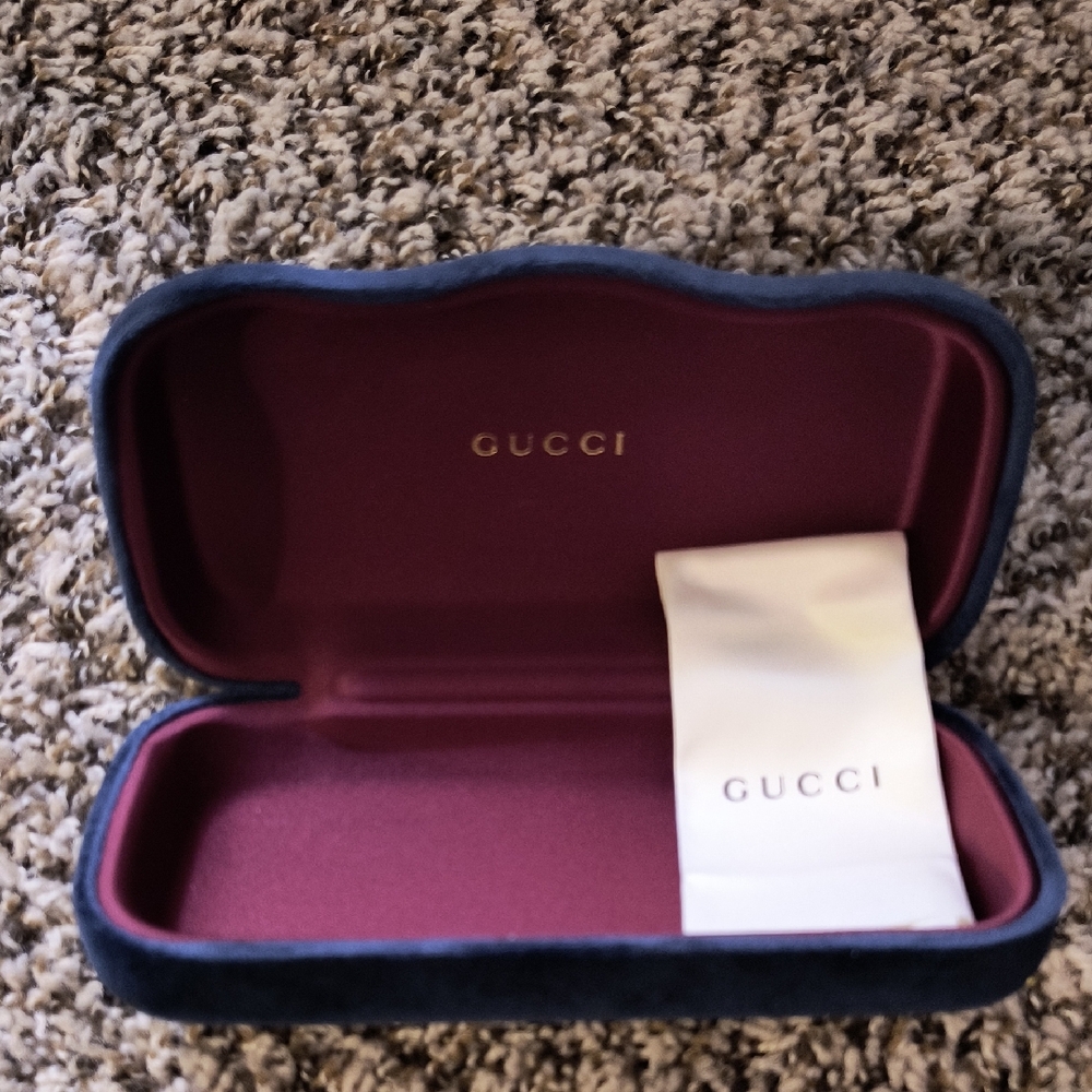 Gucci Velvet Eyewear Case in Navy and Burgundy